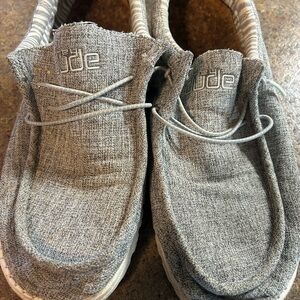 Hey Dude Men's Light Gray Canvas Slip-On Loafers